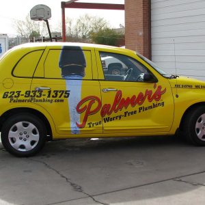 Palmer's Bright Yellow Car Wrap