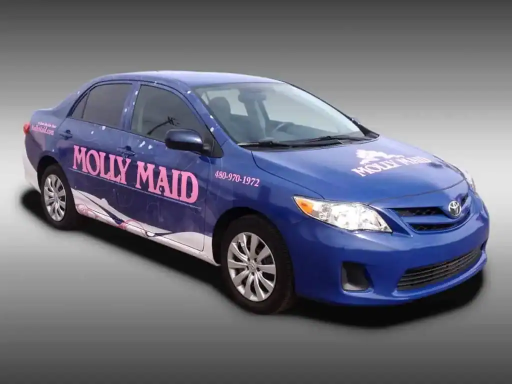 Vehicle Wraps...Our work, before and after - 3 18 Molly Maid fleet wrap