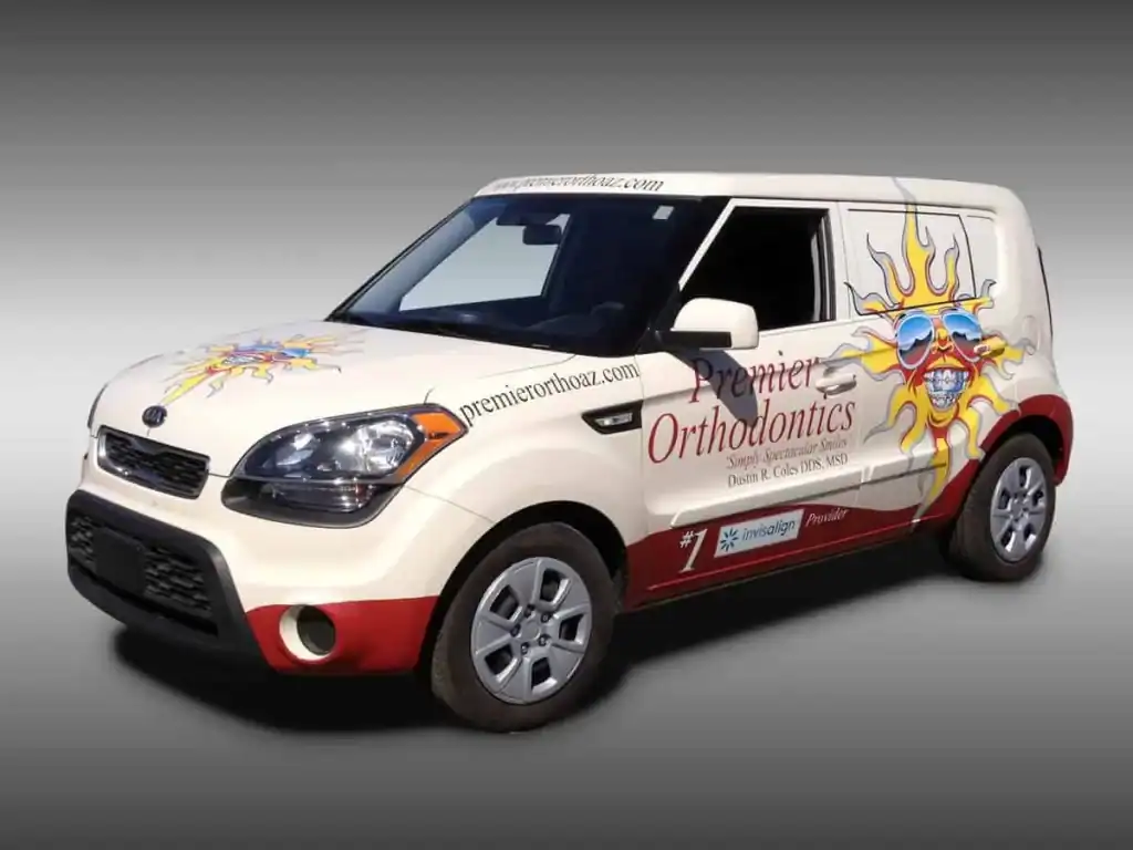 Vehicle Wraps...Our work, before and after! 14 front after vehicle wrap