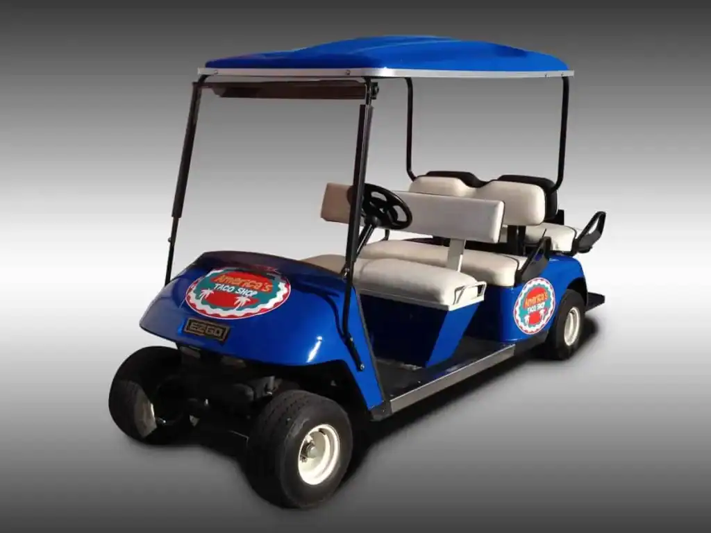 Vehicle Wraps...Our work, before and after - 3 10 Taco golf cart after a vehicle wrap